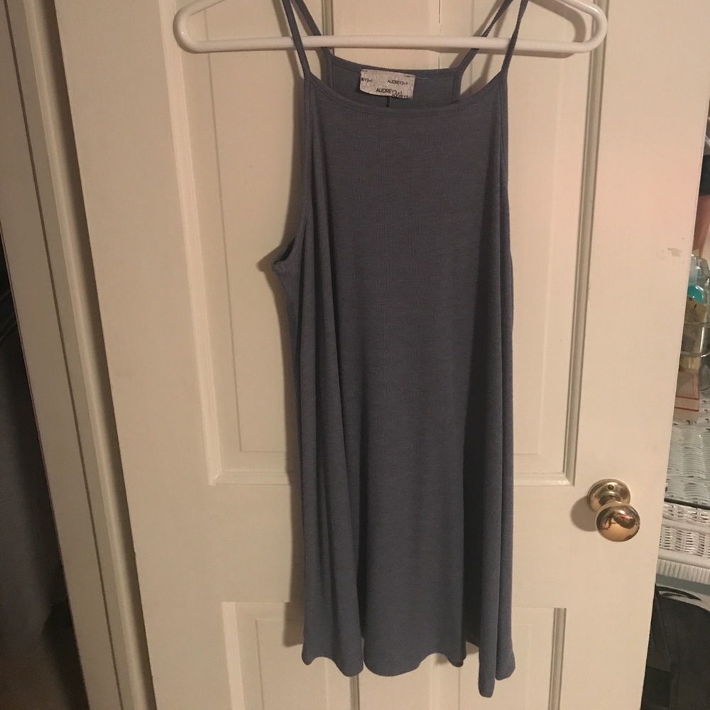 Blue high neck summer dress